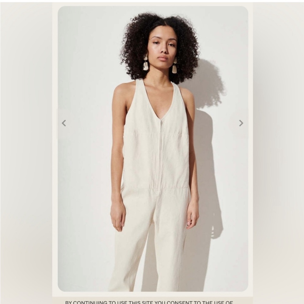 Rachel Comey “Buxton” size 4 sleeveless denim jumpsuit, white / natural